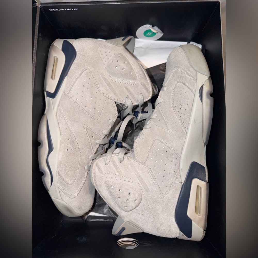 Men’s Air Jordan Retro 6 ‘Georgetown’ Gray & Navy Blue Sneakers - Picture 5 of 8